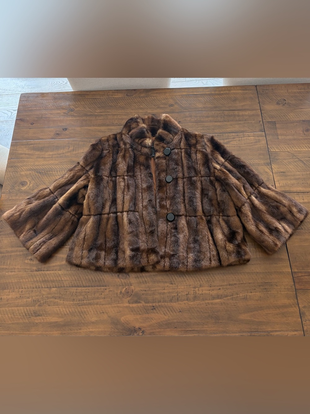 INC International Concepts brown whiskey faux fur lined jacket